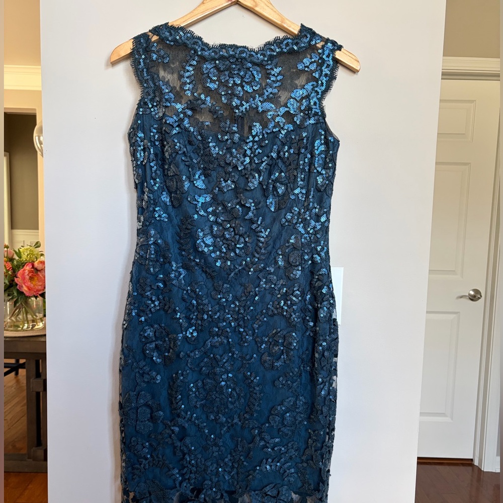 Tadashi Shoji Dress, Teal Lace Overlay‎ - Picture 2 of 12